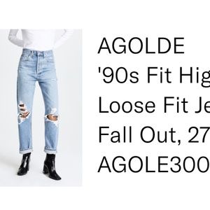 Agolde Mid Rise 90s loose fit jeans Fall Out